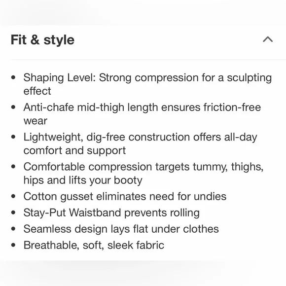 Assets By Spanx Black Strong Support Mid Thigh & Tummy Shaping Shorts Small NWT - Picture 6 of 9